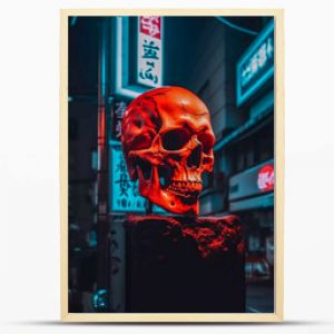 Tokio nocą Anime i manga rysunek ilustracja widoki na miasto czerwony neon Generacyjna sztuczna inteligencja