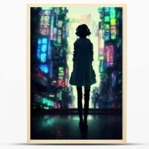 Tokio nocą Anime i manga rysunkowa ilustracja widoki miasta postacie patrzące na miasto