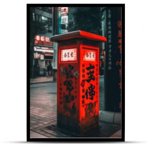 Tokio nocą Anime i manga rysunek ilustracja widoki na miasto czerwony neon Generatywna sztuczna inteligencja
