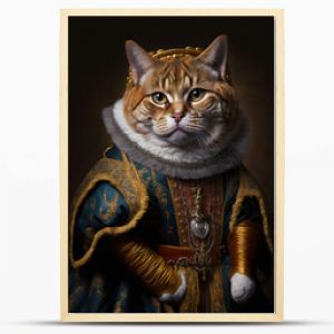 Słodki kot ubrany w królewską sukienkę Portret zwierzaka w ubraniu