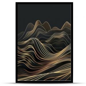 opulent gold line art on black luxury wallpaper with minimalist mountains ai generated illustration