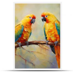 Vibrant Parrot Duo on Canvas