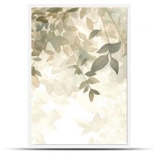 Nature artwork featuring a textured watercolor background showcasing artistic depictions of leaves and trees Suitable for interior photo wallpapers