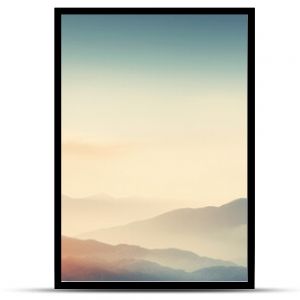 Dreamy mountains with autumn background during sunset or sunrise. Elegant and minimalistic style wallpaper with copy space in orange, yellow colors.