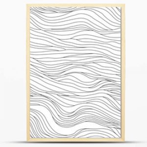 Abstract black and white hand drawn wavy line drawing seamless pattern. Modern minimalist fine wave outline background, creative monochrome wallpaper texture print. 