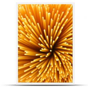 Italian spaghetti pasta. Flower of spaghetti gathered in a bunch. View from the top