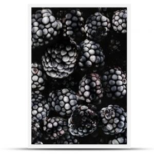 Vertical closeup shot of details on frozen blackberries