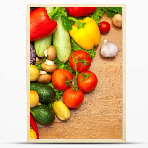Composition of fresh Organic Vegetables / Water Drops