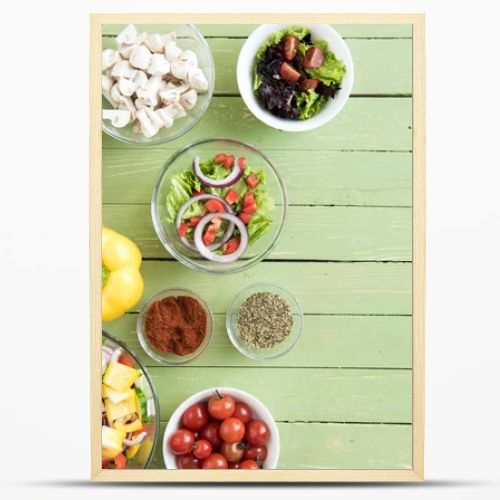 Fresh raw vegetables on table 