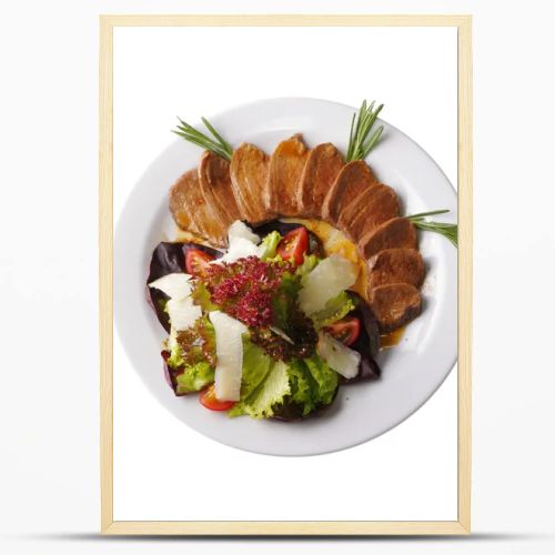 Stew with greens isolated on white