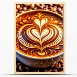 Aromatic Latte Art on Coffee Beans, Latte Art, Coffee Beans, Beverage, Espresso ,