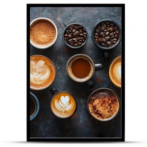 Coffee in a cup is placed on a wooden table.