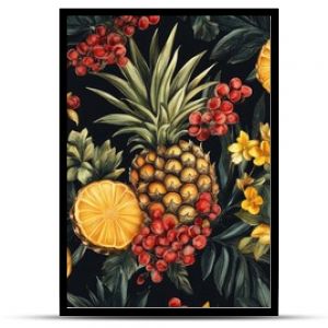 Pineapple design featuring fresh fruit halves in a repeating pattern