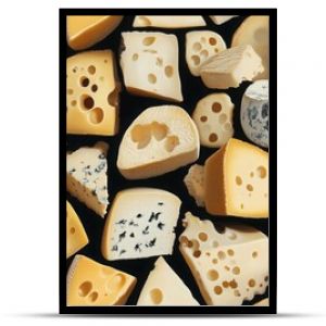 A seamless and playful cheese pattern featuring cheese holes and