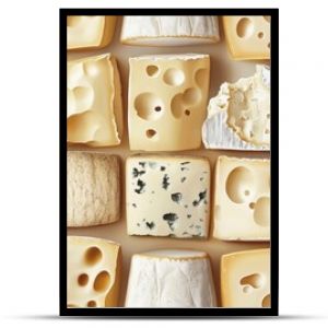 A seamless and playful cheese pattern featuring cheese holes and