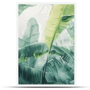 The room has large leaves art tropical pattern wallpaper