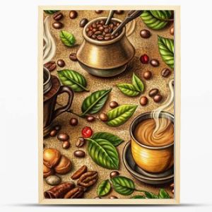 Vintage Coffee Seamless Pattern - Hand Drawn Coffee Elements for Stylish Backgrounds