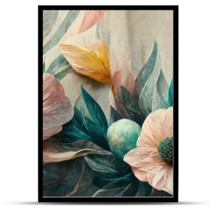 Flowers in the style of watercolor art. Luxurious floral elements, botanical background or wallpaper design, prints and invitations, postcards. Beautiful delicate flowers 3D illustration