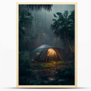 rain on the tent in the forest, tropic, quiet, calm, peaceful, meditation, camping, night, relax