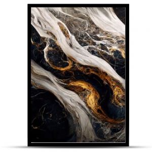 Luxury golden marble texture. Marble ink abstract art from exquisite original painting for abstract background in gold black color.Detailed Marble slab.