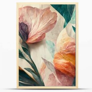 Flowers in the style of watercolor art. Luxurious floral elements, botanical background or wallpaper design, prints and invitations, postcards. Beautiful delicate flowers 3D illustration