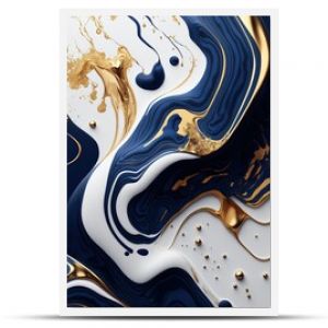 Gold and blue marble stone textured background wallpaper. Generative AI Illustration