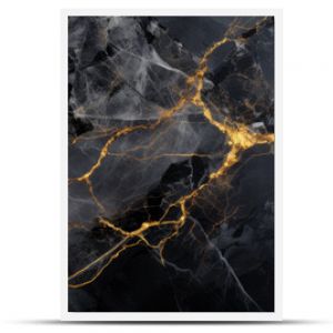 Black marble texture background, wide banner with pattern of gold line in dark rock. Abstract luxury marbled structure close-up. Concept of art, design, stone and wallpaper