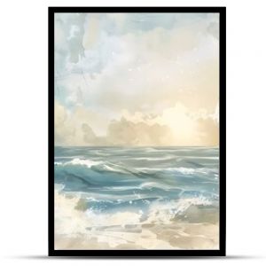 Abstract Watercolor Painting of a Seascape