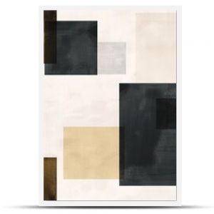 Abstract Geometric Composition in Black, White, and Brown