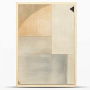 Abstract Geometric Shapes in Neutral Tones on Textured Paper, Featuring Muted Grays and Beiges with Subtle Gradients 