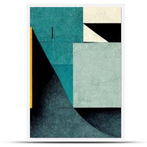 Abstract Bauhaus style background with grainy paper texture. Trendy Bauhaus design. Digital art.