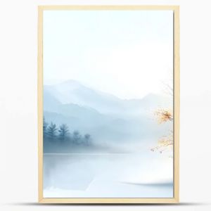 Enchanting watercolor painting depicting a serene natural landscape with delicate trees and a flowing river blending soft muted hues for a tranquil