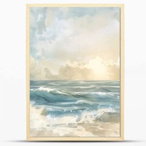 Abstract Watercolor Painting of a Seascape