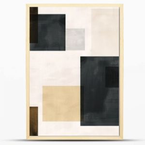 Abstract Geometric Composition in Black, White, and Brown