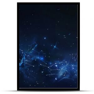 A sleek night sky background with highlighted zodiac constellations, delicate lines, and star details. Starry night sky with constellations and nebulae. Design for wallpaper, poster, and print.