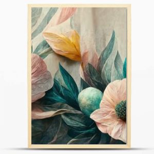 Flowers in the style of watercolor art. Luxurious floral elements, botanical background or wallpaper design, prints and invitations, postcards. Beautiful delicate flowers 3D illustration