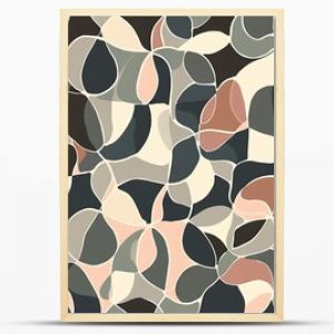 A pattern of abstract, interlocking shapes in a muted color palette