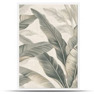 07250736 167. A refined wallpaper design showcasing a blend of tropical leaves in muted shades of grey, ivory, and sand  the subtle contrast of the neutral colors adds depth and texture to the