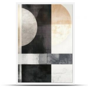 abstract geometric composition layered shapes textured elements muted color palette modern wallpaper design