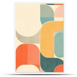 A simple retro pattern featuring muted pastel colors and geometric shapes, designed in a mid-century style