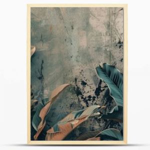 tropical leaves background in moody muted colors