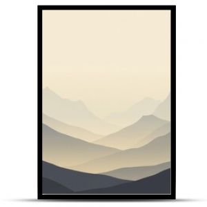 Mountain ranges in soft pastel hues, minimalistic landscape art. serenity and tranquility concept