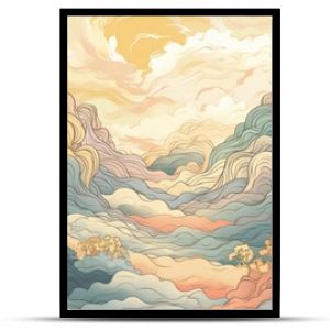 Mountainous landscape pattern art tranquility.