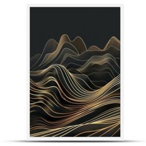 opulent gold line art on black luxury wallpaper with minimalist mountains ai generated illustration