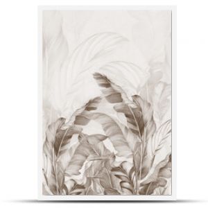 Wallpaper, tropical leaves, palm leaves, banana leaves. A mural for the walls.