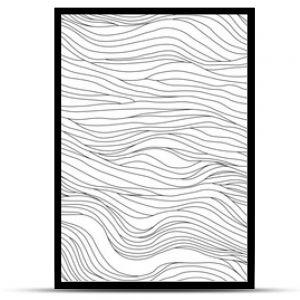 Abstract black and white hand drawn wavy line drawing seamless pattern. Modern minimalist fine wave outline background, creative monochrome wallpaper texture print. 