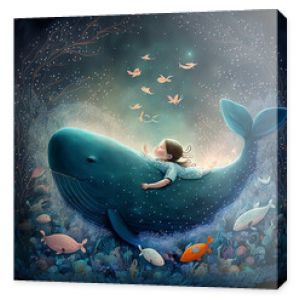 Generative Ai, child dreaming of a whale. 