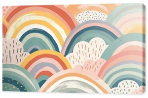 Pastel rainbows. Scandinavian print for baby shower, nursery, playroom, birthday, children's party, etc. Generative AI