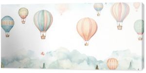 3d wallpaper watercolor baby air balloon seamless