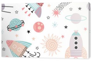 Cosmos seamless pattern for children